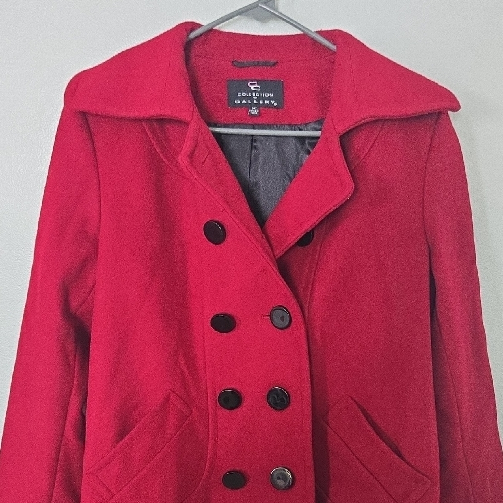 Collection By Gallery | Red Wool Double Breasted Coat Size Medium